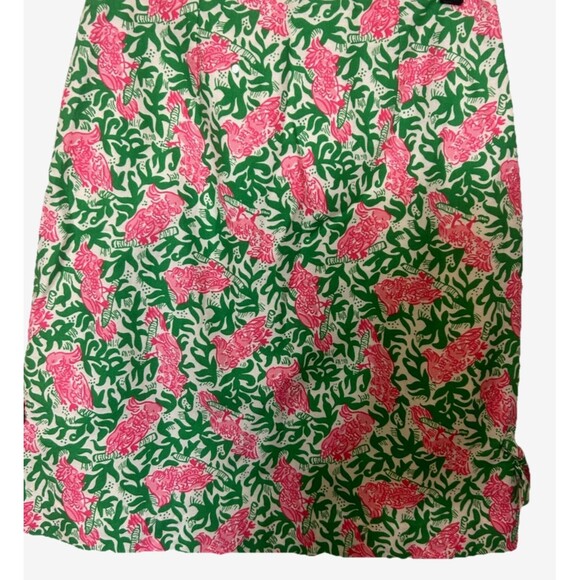Lilly Pulitzer Dresses & Skirts - VTG Lily Pulitzer Cockatiel Parrot Floral A Line Green Pink Skirt Lined Womens 8
